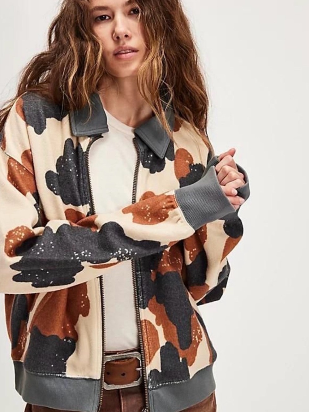 NWT Free People Cabin Cardi in Happy Cow Combo